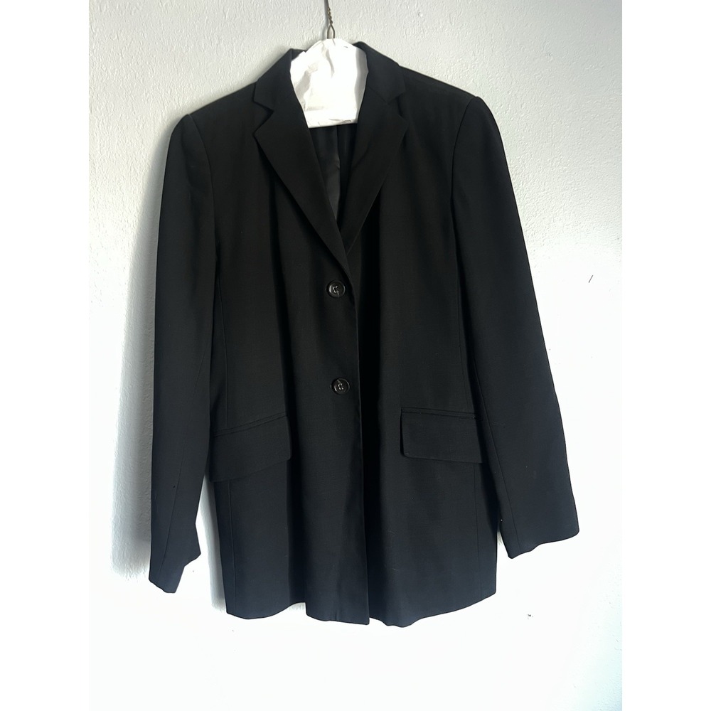 Banana Republic Womens Blazer Size 4 Black 100% Wool Made in Italy Vintage